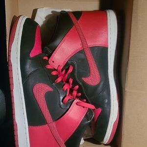 Excellent Condition Nike Dunk High Black and Red Sneakers